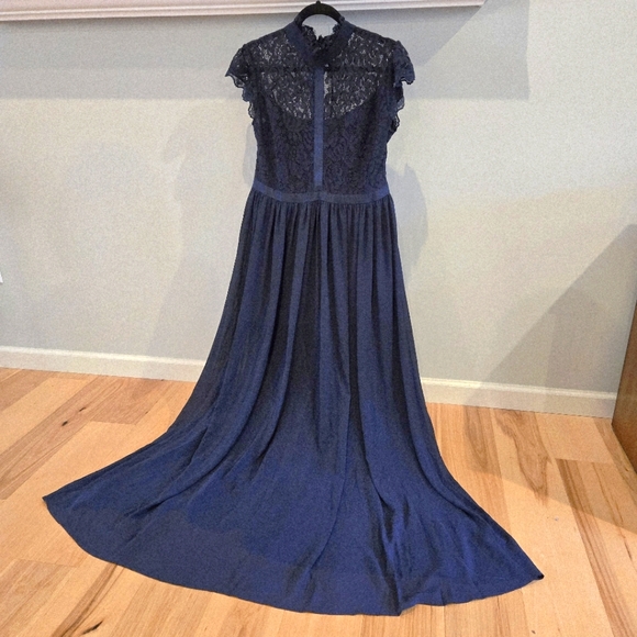 Miusol Navy Blue Lace Flowy Evening Gown Maxi Dress 2XL NWT - Picture 1 of 7